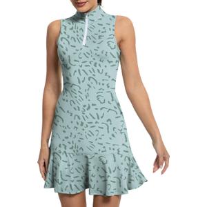 Tennis Dress for Women Golf Dresses with Shorts Inner Pocket Sleeveless Zip Up Stand Collar Workout Athletic Dresses, XS