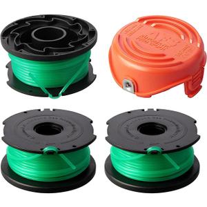 THTEN SF-080 String Trimmer Spool Line Compatible with Black and Decker SF-080-BKP 20ft 0.080" GH3000 LST540 GH3000R LST540B Weed Eater Auto Feed Single Line with 90583594 Cap Covers Parts