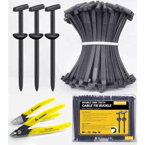 Upgraded Nylon Universal Cable Tie Buckles, Nylon Zip Ties Holders Kit, Automotive Zipper Clips Self-Locking T Rivet Zipties for Car Fender Trunk Bumper Repair, Home & Garage Patent Pending