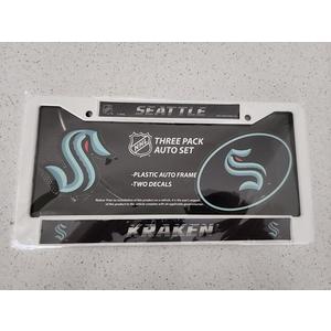 Seattle Kraken NHL Metal License Plate Frame and 2 Decals