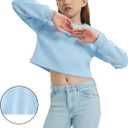 EXARUS Girls Crop Sweatshirts Tie Dye Pullover Checkered Print Crewneck Long Sleeve Casual School for Kids 6-12Y (Blue)