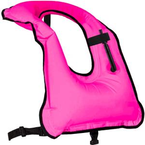 Inflatable Snorkel Vest Adults Swim Vest Portable Snorkeling Jackets for Diving Swimming Kayaking Surfing Safety Load Up to 220 Ibs, Pink