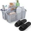 2 Pcs Portable Shower Caddy Basket Quick Drying Shower Sandals Shoes with Holes for Men Women Plastic Basket Organizer with Compartments Handle for College, Beach, Dorm, Spa