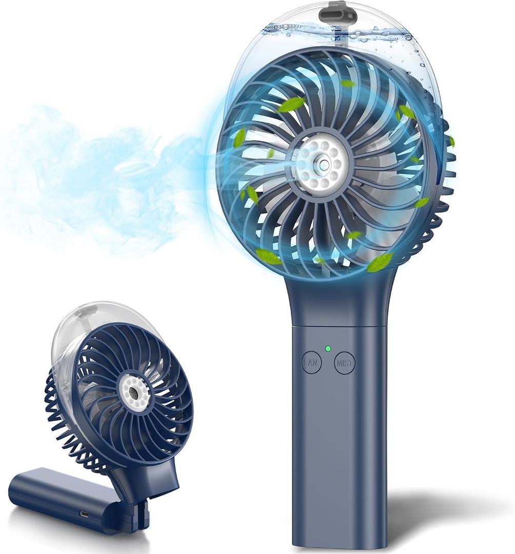 MORECORE Portable Misting Fan, Gifts for Mother Mom Wife Girl, 180 Foldable Handheld Personal Fan with Cooling Mist Spray for Women Skincare & Makeup, Men Travel Beach Cruise Disney Essentials
