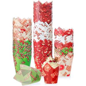 500 Counts Christmas Tulip Cupcake Liners Birthday Party Muffin Cupcake Baking Liners Grease Proof Cake Liner Holders for Fall Christmas Halloween Birthday Party