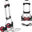 LEADALLWAY Dolly Cart Folding Hand Truck and Dolly,Steel Portable Cart with Telescoping Handle and Nylon+Rubber Wheels 180 lbs Capacity