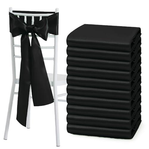 Black Satin Chair Sashes Bows Universal Chair Cover for Wedding Reception Events Banquets Party, Hotel Event Decorations