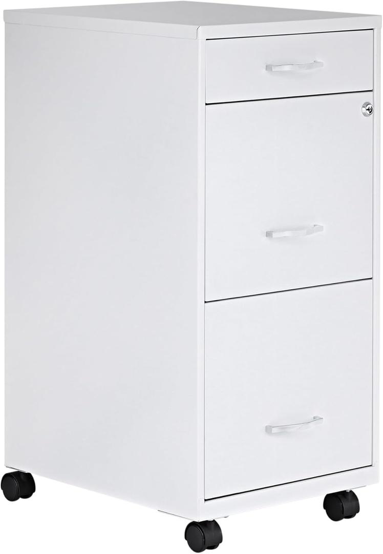 Lorell LYS SOHO Box/File/File Mobile White File Cabinet, 3 Drawer, 26.5 x 14.3 x 18 in