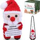 Christmas Crochet Doll Santa Keychain Santa Christmas Gift Positive Doll with Positive Card Box, Stocking Stuffer Delightful Birthday Gift for Women Family Friends