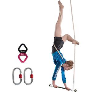 PRIOR FITNESS Professional Aerial Trapeze Bar Set, Premium Steel Trapeze Bar with 2M Rope for Aerial Acrobatics, for Indoor & Outdoor Use, Ideal for Aerial Yoga Swing Dance and Circus Performances (White)