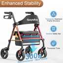 soundfuse Foldable Rollator Walkers for Seniors with 16" Ergonomic Arc Seat, Rose Red