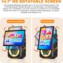 Portable Bluetooth Karaoke Speaker with 14.1” HD Screen, Wireless Screen Mirroring for iOS & Android, 2 Wireless Rechargeable Mics, AUX/USB/TF Card, Dynamic Lyric Display via Bluetooth, Ideal for Home