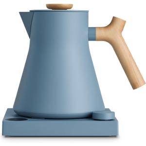 Fellow Corvo EKG Pro Electric Tea Kettle - Quick Heating, Precise Temperature Control Electric Kettle, Scheduling, Built-in Brew Timer for Boiling Water - Hazy Blue with Maple Handle - 0.9 Liter