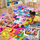 QUOKKA Small Classroom Girl Rug for Kids - 60x41 ABC Rugs for Playroom - Bedroom Alphabet Learning Area Rug - Girls Toddler Rugs Boys and Girls - Kids Room Carpet