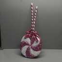 2 PCS Jumbo Sequin Candy Peppermint Christmas Decorations Glitter Candy Cane Lollipop Ornaments Tree Topper Picks Tied Bows Decorative Xmas Sprays Sweets Craft Home Decor (Pink, 11"x26.8")