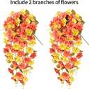 Hibiscus Fall Flowers Artificial for Decoration, 2pcs Silk Hibiscus Trailing Vines Fake Hanging Flowers Plants Realistic UV Resistant Faux Flower for Outside Planters Porch Patio Yard Indoor, Mix (Fall Orange Yellow)