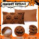 Tranqun 4 Pcs Halloween Pillow Covers Fall Pumpkin Ghost Throw Covers 3D Embroidered Faux Fur Cushion Cases for Halloween Thanksgiving Autumn Home Sofa Bed Room Decor(12 x 20'',Rust)