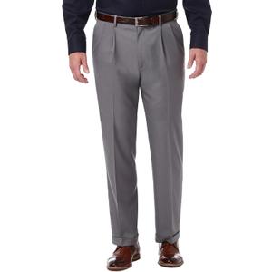 Haggar Men's Premium Comfort Classic Fit Pleat Front Pant Reg. and Big & Tall Sizes (40W x 34L, Medium Grey)
