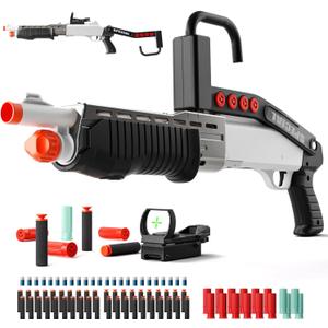 SPAS-18 Toy Gun with Soft Bullet, (33-Inch) Realistic Shell Ejecting Toy Shotgun [with 60 Soft Darts 16 Shells], Toy Foam Blaster Guns for Boys Kids Adults, Gift for Christmas Halloween (White), Large