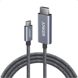 Anker HDMI Cable, 4K@60Hz Ultra-Fast Nylon-Braided USB C to HDMI Cord with Advanced Shielding, Thunderbolt 5/4/3, for MacBook, iPad, iPhone, HD TV, and More (6FT,Black)