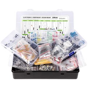 2200 pcs Electronic Component Assortment Kit, Capacitors, Resistors, Transistors, Inductors, Diodes, Potentiometer, IC, LED and PCB