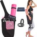 Yoga Mat Bag  Versatile Yoga Bag with Mat Straps & Storage Pockets, Holds Yoga & Pilates Mats, Lightweight & Durable (Black & Lavender Purple)