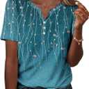 Zeagoo Womens Summer Tops Casual Short Sleeve V Neck Shirts Business Dressy Work Blouses (Blue, XL)