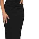 HUUSA Women's Sexy Sleeveless Cut Out Slim Bodycon Dress Crewneck Crisscross Twist Ruched Slit Ribbed Knit Tank Midi Dress (Black) S