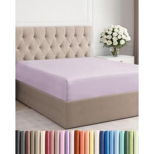Full Fitted Bed Sheet - Bottom Single Fitted Sheet Only - Ultra-Soft Hotel Luxury Bedding w/ 8-16 Inch Deep Pockets - Breathable & Wrinkle Free - Easy-Care, Fade & Shrink Resistant - Light Lavender