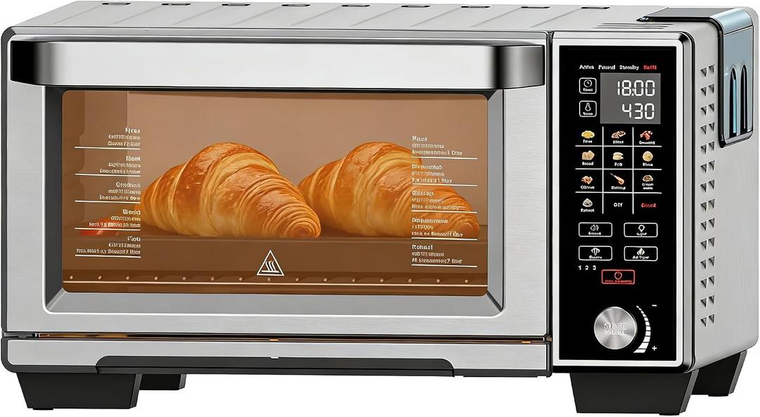 Bakers' Oven, 11-in-1 Max XL Large 30-Quart Smart Toaster Oven with Steam Function,Stainless Steel Countertop Air Fryer Ovens, Suitable for 12-inch Pizza, 4 Accessories Included, 20.52"d X 17.02"w X 12.01"h