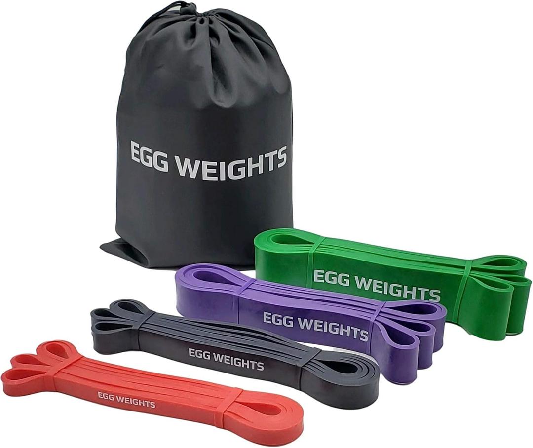 EGG WEIGHTS Resistance Bands Set, Pull Up Bands, Workout Bands for Exercise, 4 Levels of Resistance for Resistance Training, Home Workouts, Stretching, and Physical Therapy
