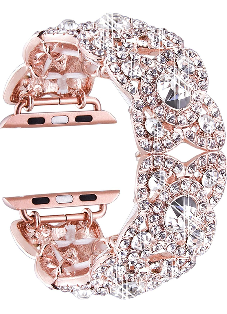 VIQIV Bling Bands for Compatible with Apple Watch 38mm Ultra Iwatch Series 9 8 7 6 5 4 3 2, Diamond Rhinestone Stainless Steel Metal Bracelet Wristband Strap for Women