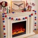 Hahafelt 13 FT 48 Pcs Patriotic Felt Star Garland Banner 4th of July Garland Decorations Red White and Blue 250th Anniversary Memorial Day 3D Star Felt Banners for Independence Day Party Home