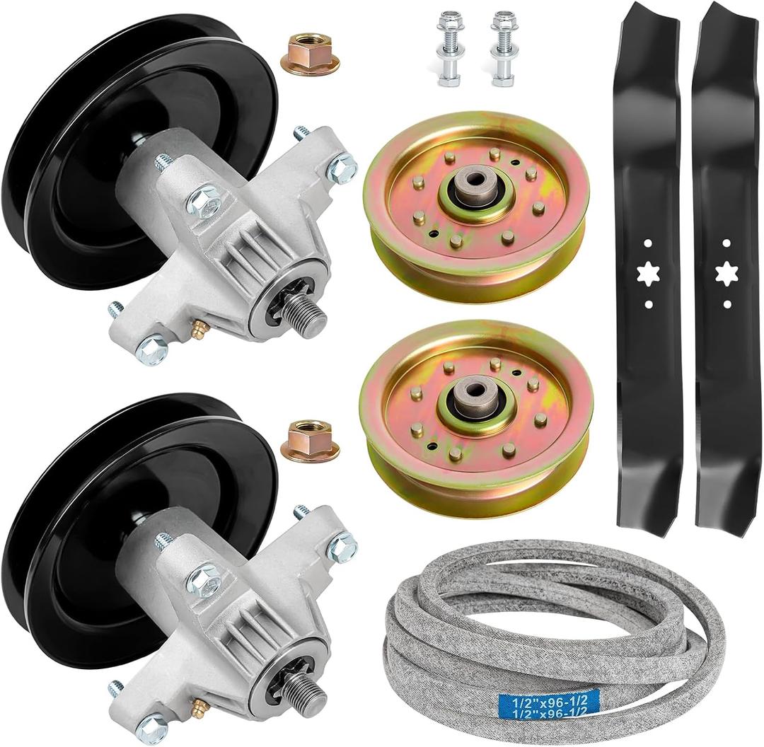 42 Inch Mower Deck Rebuild Kit for C ub Cadet LT1042, H uskee LT4200, T roy-Bilt Pony, White Outdoor LT542G 542H, Includes 2 Spindle 918-04456, 2 Blade 742-0616, Belt 754-04060, 2 Idler 956-04129