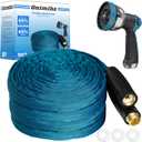Garden Hose 50ft, Made of TPE(Not PVC), Ultra-Light & Flexible Water Hose with Solid Brass Fittings, Non-Shrinking, Easy to Storage, Drinking Water Safe Material, All-weather, SeaBlue (50ft+Sprayer Nozzle)