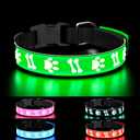 Light Up Dog Collar 3D LED Dog Collars Adjustable/Rechargeable/Waterproof/Nighttime Safety Cool Glowing Collar for Large Dogs (L(19.7-23.6"), Green)