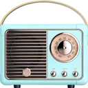 Retro Bluetooth Speaker, Wireless Vintage Small Speaker, Hands-Free Call,400mA Battery, TF Card, Aux Line, Portable Speaker for iOS Android Smartphone Home Office Gift Ideas Blue