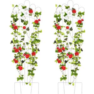 Metal Detachable Trapezoidal Garden Trellis for Climbing Plants, 60 Inches Sturdy Patio Plant Support for Indoor Plants Trellis for Rose, Vegetable Flower, Backyard Pack of 2 - White