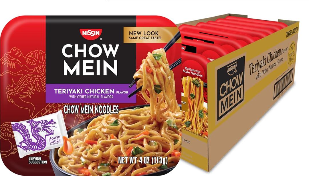 Nissin Chow Mein Noodles, Teriyaki Chicken, 4 Ounce (Pack of 8) (Best By: 09/30/2026)