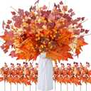 12 Pcs Pcs 20 Inch Fall Decorations Artificial Fall Flower Decor Maple Leaf Pumpkin Autumn Floral Picks Berry Stems Fake Flower Centerpieces for Table Thanksgiving Home Decor (Pumpkin)