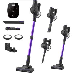 Vactidy V8 Pro Cordless Vacuum Cleaner with Upgraded Floor Brush, Powerful Stick Vacuum with Touch Display, Self-Standing Design, Lightweight Vacuum for Hardwood floor Carpet Car Pet hair 