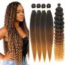 Ombre 1B/30/27 Braiding Hair Pre stretched Hypoallergenic Knotless Curly Crochet Braids Ez Braid
