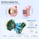 Portable Clip-On Fan, Mini Bladeless Waist Fan, 5100RPM 25dB Ultra-Quiet 3-Speed Rechargeable Small Whirlwind Fan, Hands-Free Personal Cooling for Outdoor Travel Office Camping with USB-C