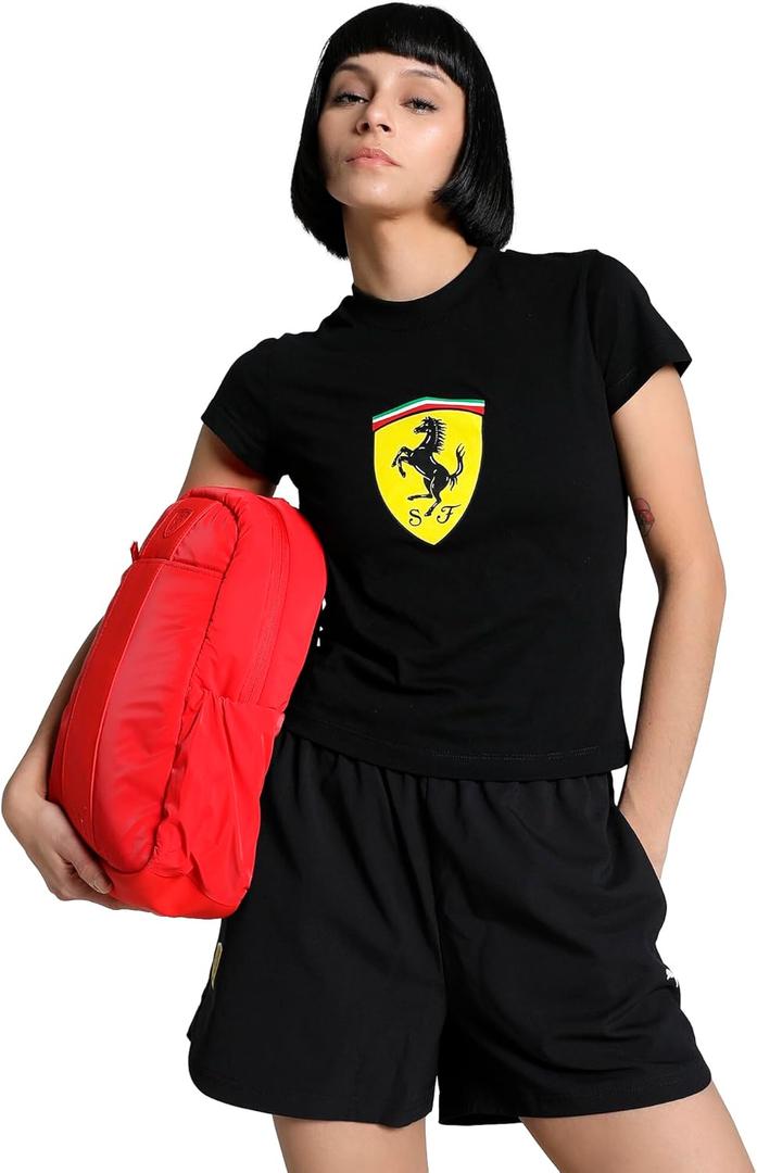 PUMA Women's Scuderia Ferrari Graphic Babydoll T-Shirt, Puma Black SS25, X-Large