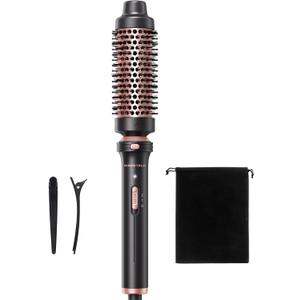 Wavytalk Thermal Brush, 1 1/2 inch Heated Round Brush with Detachable Head, Velvet Pouch and Dual Voltage for Travel, Easy to Create Blowout Look, Rose Gold