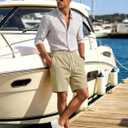 Men's Corduroy Shorts Casual Elastic Drawstring Lightweight Summer Beach Shorts with Pockets (XXXL)