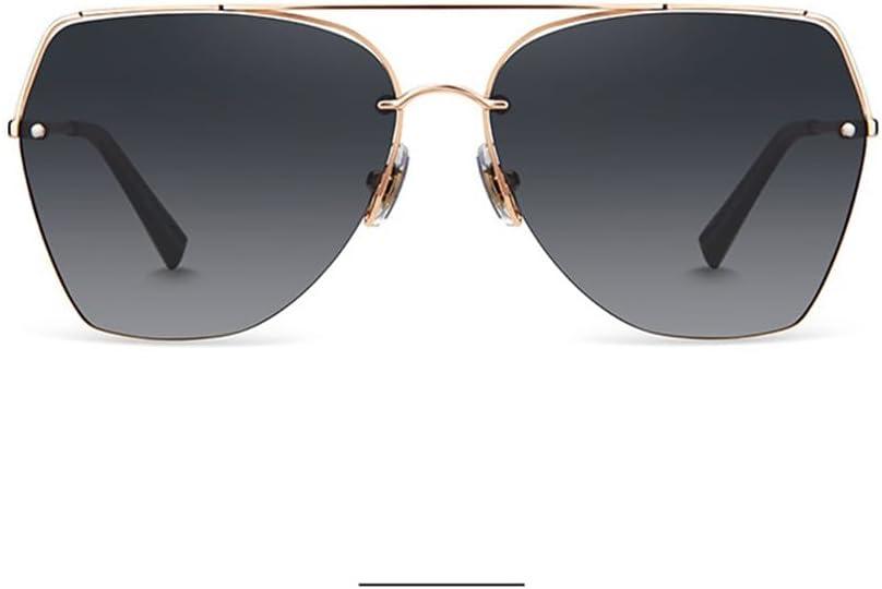 HEPTICS Oversized Aviator Sunglasses, Polarized UV Protection, Metal Half-Frame, Rose Gold Frame with Gray Gradient Lens,Retro Sunglasses for Men Women