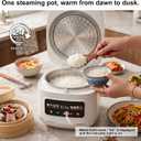 Digital Rice Cooker, 8-Cup Uncooked/16-Cup Cooked Capacity, Touch Screen with 8 Cooking Programs, Auto Keep Warm, 24-Hour Delay Timer, Non-Stick Inner Pot & Steamer Basket for White/Brown Rice, Quinoa, Oatmeal, Porridge, Soup