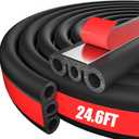 24.6FT Rubber Weather Seal Strip for Truck Cap, Automotive Weather Stripping Camper Shell Seal, Triple-Hole Enhanced Universal Tailgate & Door Seal
