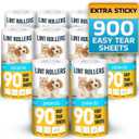 Lint Rollers 900 Sticky Sheets, 10 Spare Rollers,10 Pack of Refills Only. Pet Hair Remover for Clothes, Furniture, Couch, Carpet, Dog Hair Remover, Cat Hair Remover, Animal Fur, Fuzz